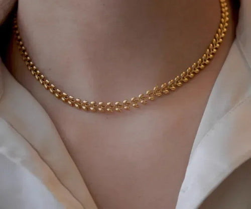 Leaf Shape Round Necklace - Diatoms