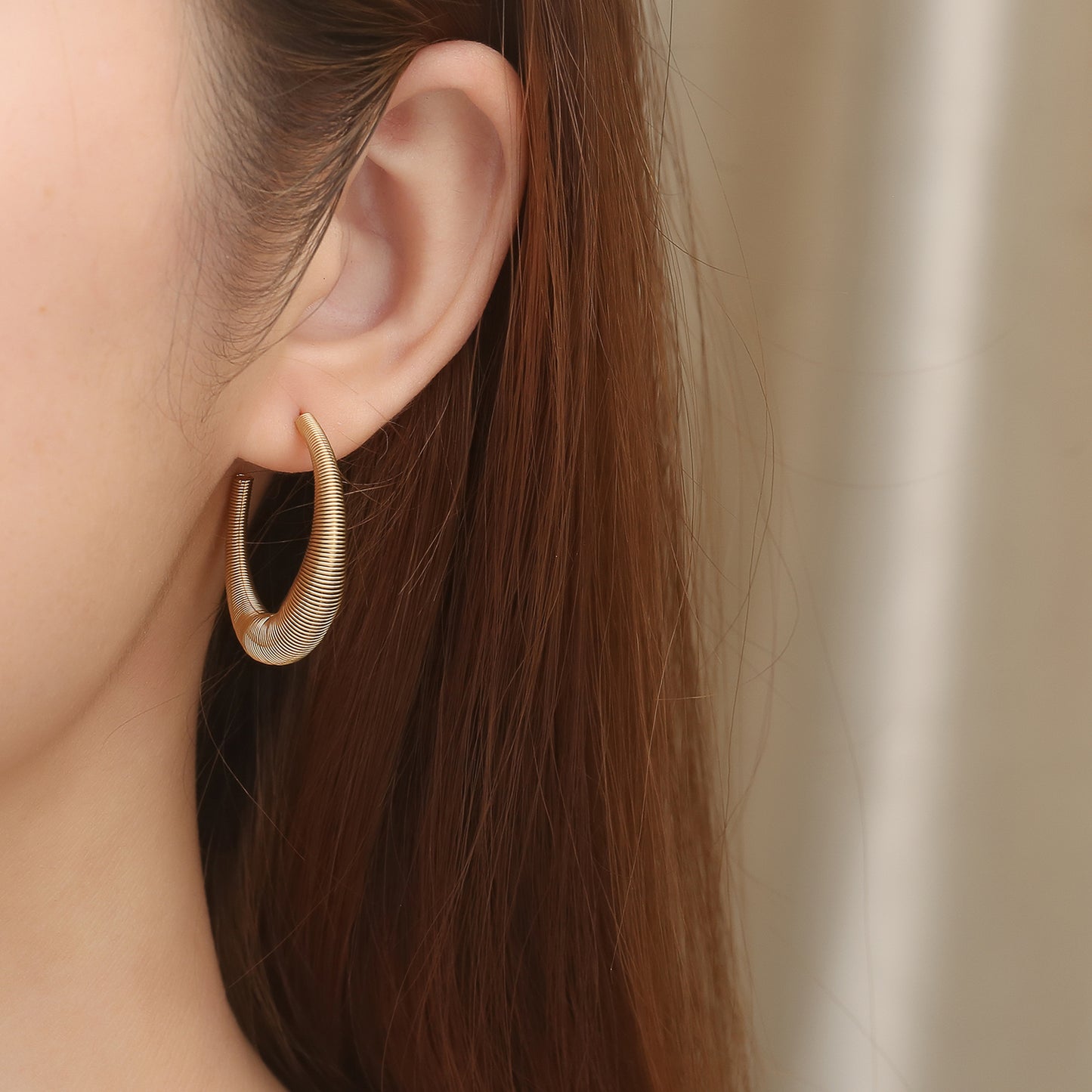 French C Shape Hoop Earrings