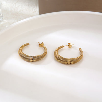 French C Shape Hoop Earrings