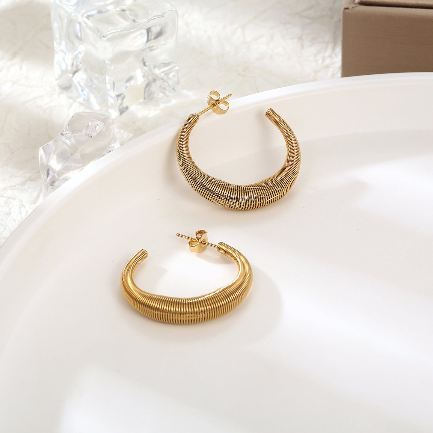 French C Shape Hoop Earrings