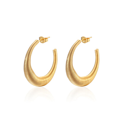 French C Shape Hoop Earrings