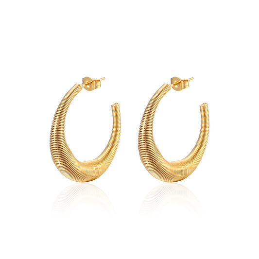 French C Shape Hoop Earrings