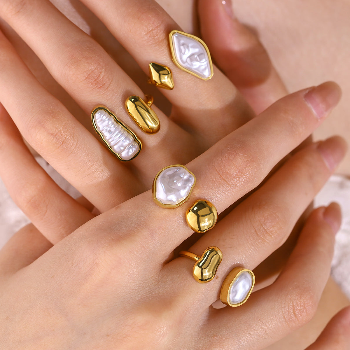 Elegant French Style Pearl Open Ring