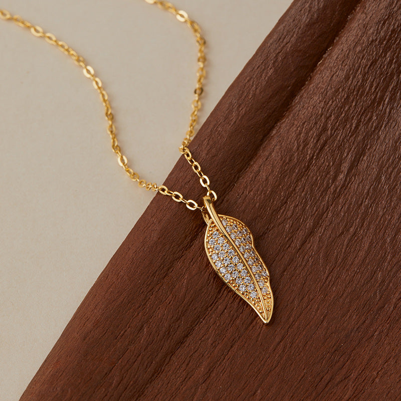 Diamond Bloom Leaf Shaped Pendant