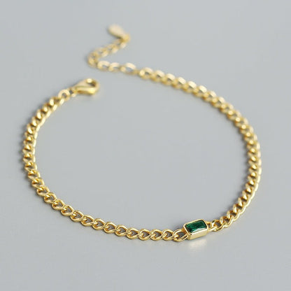 Golden Green Stone Elegance Bracelet