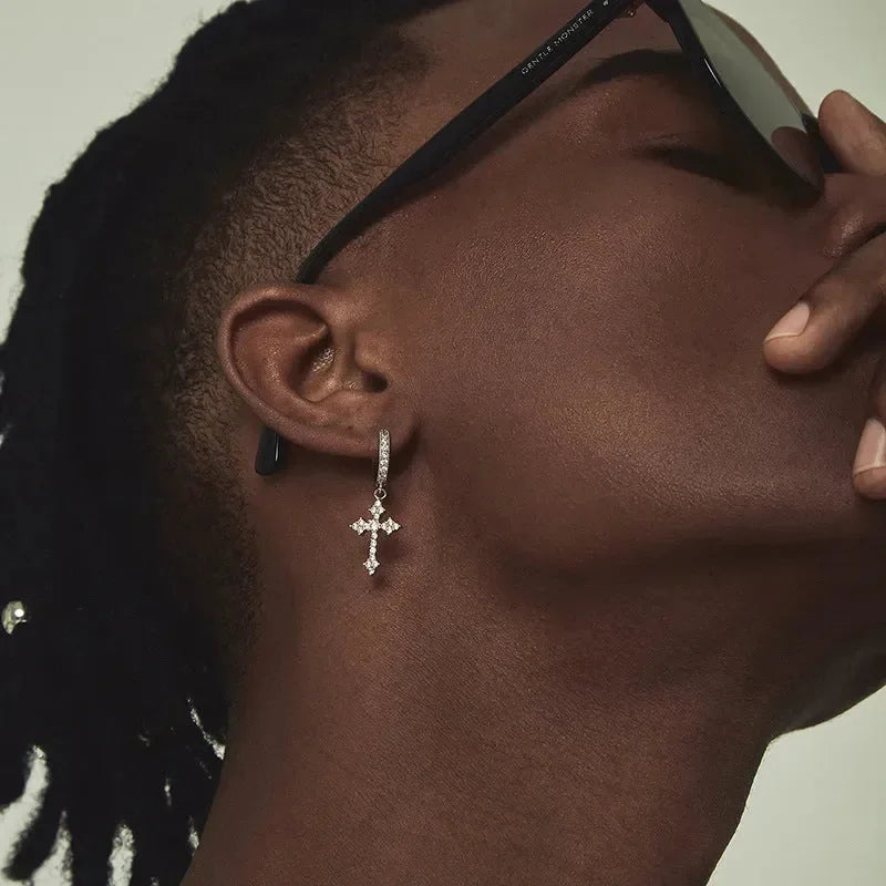 Diatoms Men Cross Earrings - Diatoms