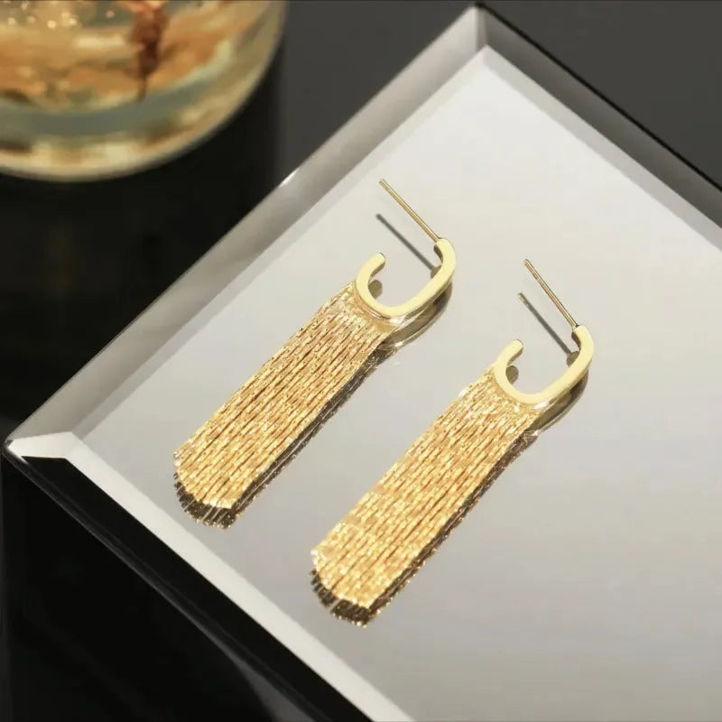 Tassel Chain Statement Drop Earrings - Diatoms