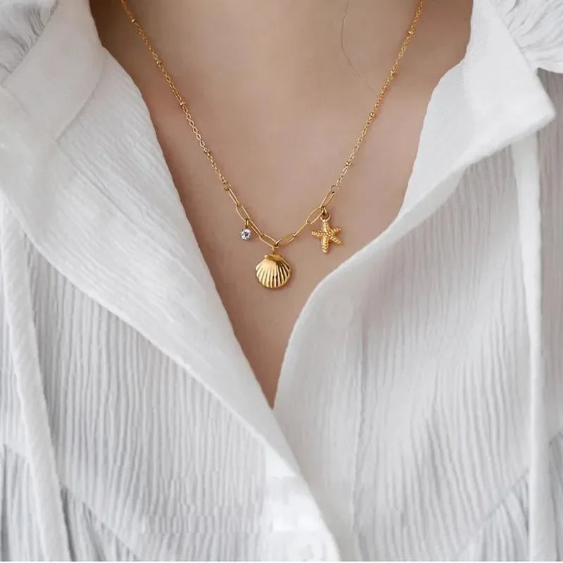 Diamond Starfish Shell Ocean Necklace - Diatoms