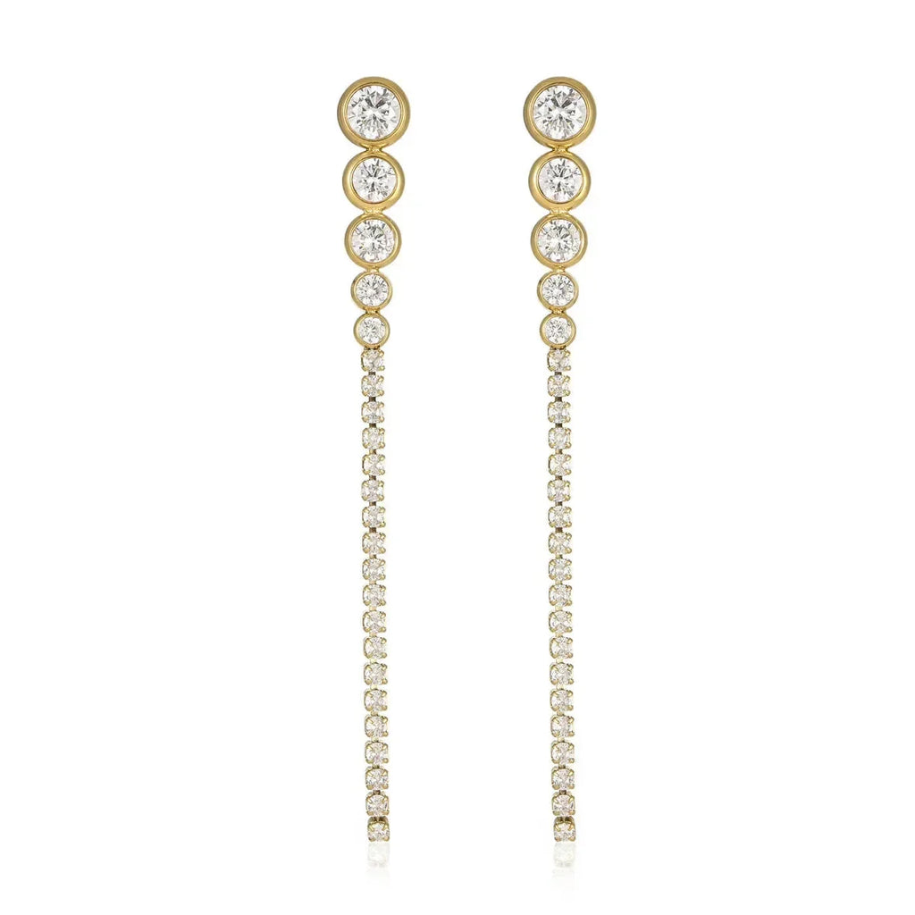 Radiant Long Fringed Diamond Dangler Earrings - Diatoms