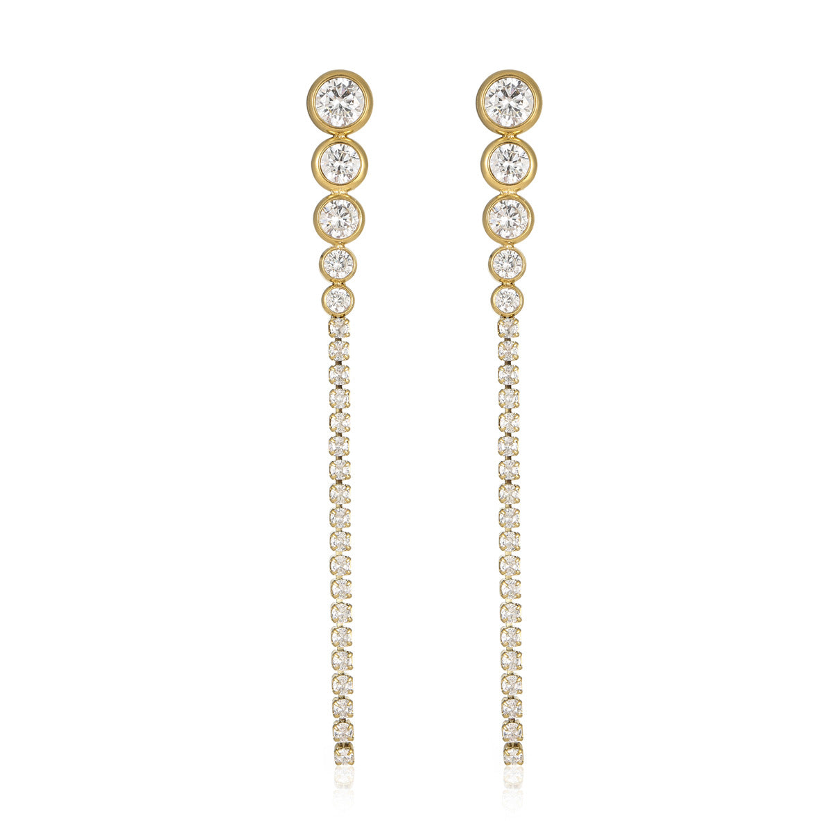 Radiant Long Fringed Diamond Dangler Earrings