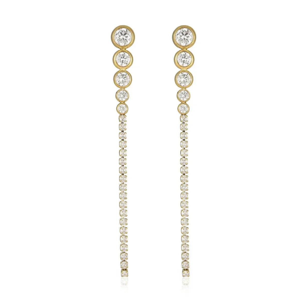 Radiant Long Fringed Diamond Dangler Earrings - Diatoms