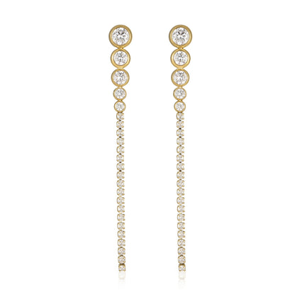 Radiant Long Fringed Diamond Dangler Earrings