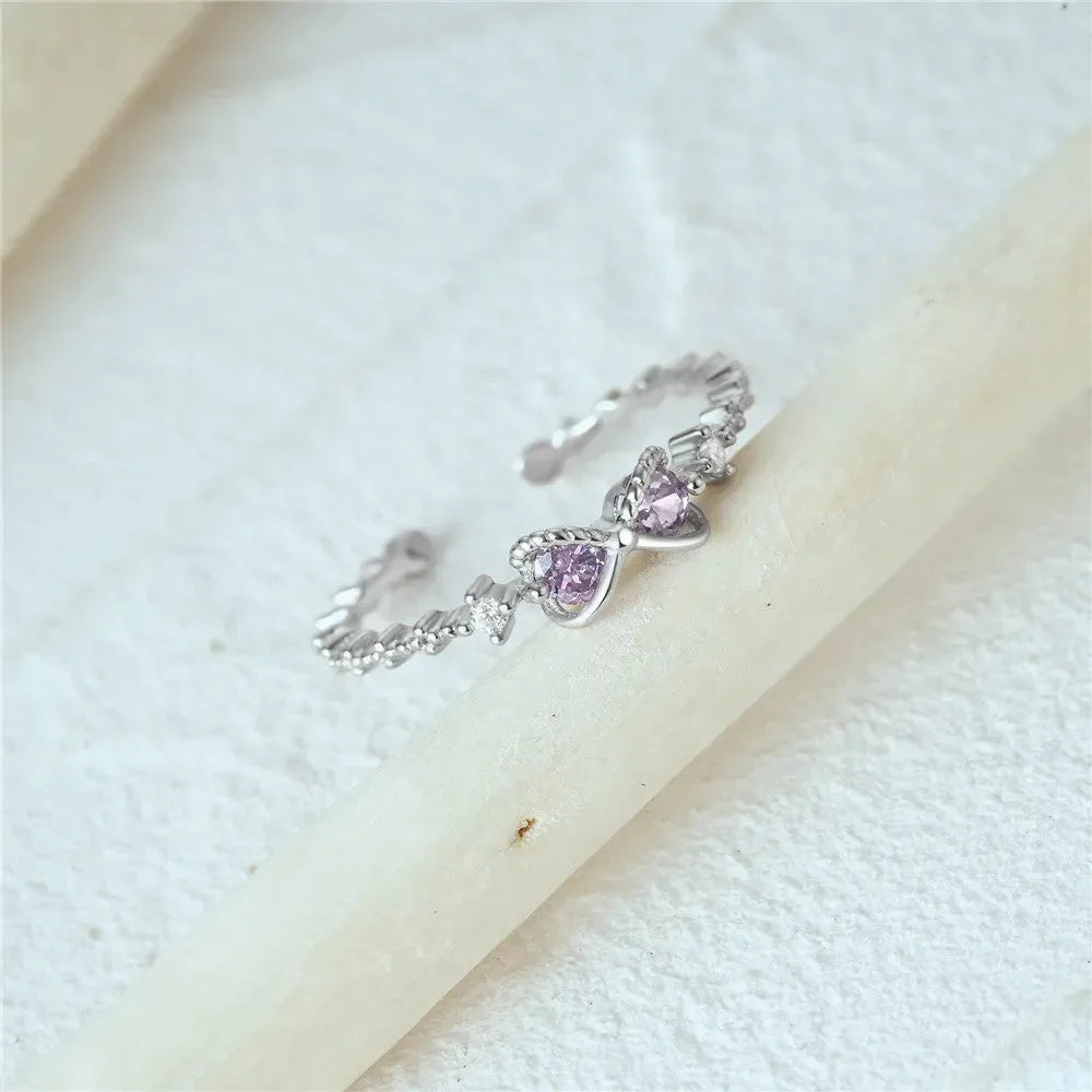 Bow Knot Silver Ring - Diatoms