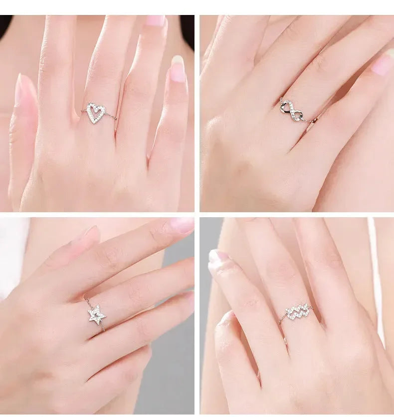 Luxurious Treasures Silver Inlay Adjustable Rings - Diatoms