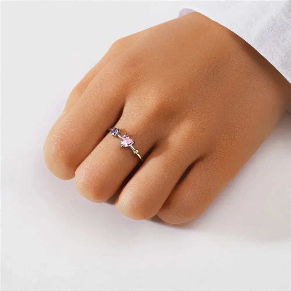 Shiny Heart Shape Silver Ring - Diatoms