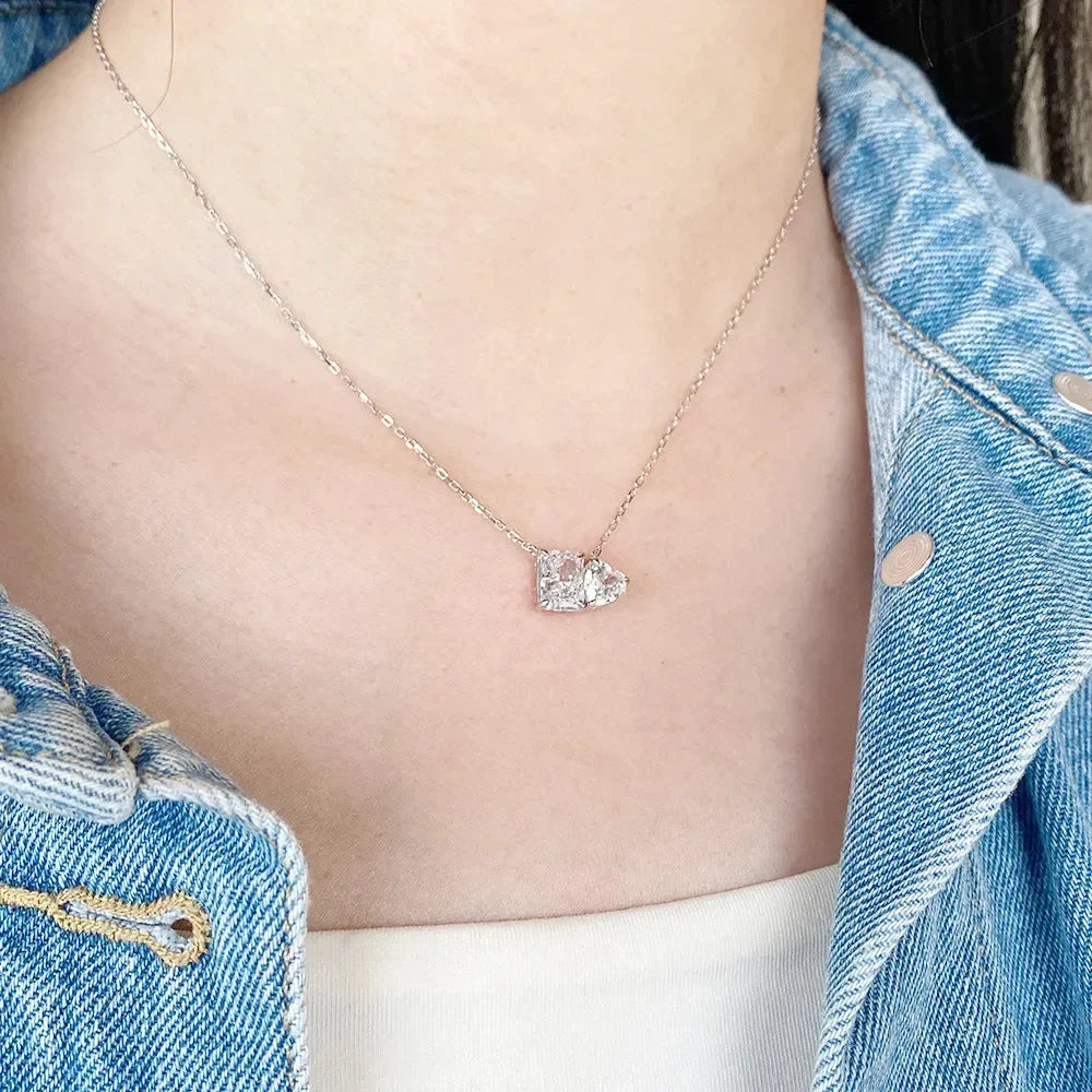 Luxy Silver Square Heart Shape Pendant - Diatoms