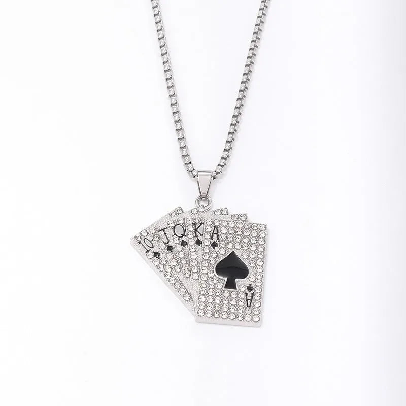 Diatoms Hip-Hop Poker Men's Pendant Necklace - Diatoms