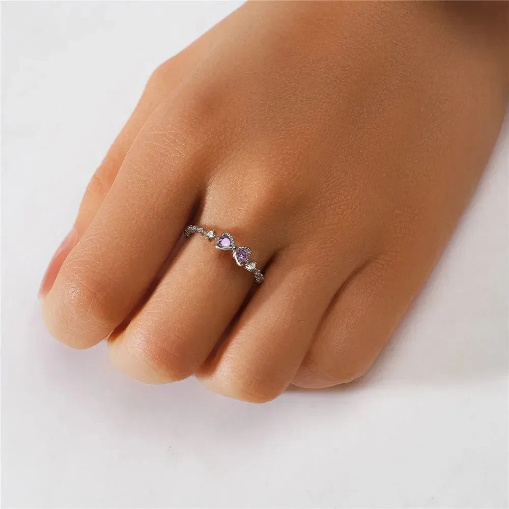 Bow Knot Silver Ring - Diatoms