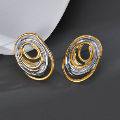 Artistic Geometric Waves Ear Studs