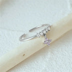 Luxe Sterling Silver Flower Pendant Ring - Diatoms
