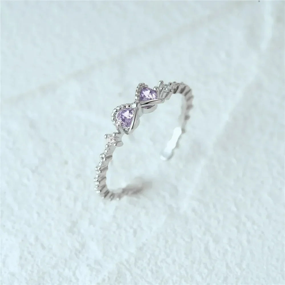 Bow Knot Silver Ring - Diatoms