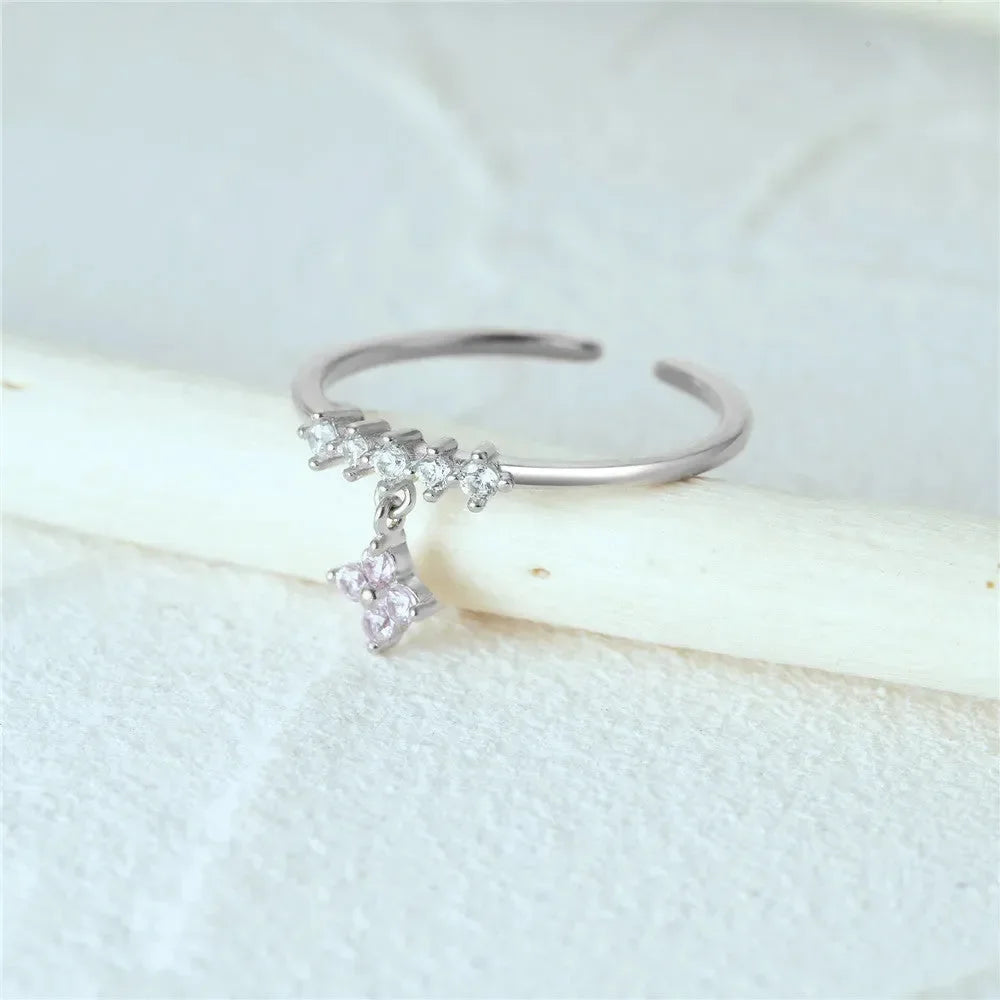Luxe Sterling Silver Flower Pendant Ring - Diatoms