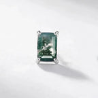 Natural Moss Silver Ear Studs - Diatoms