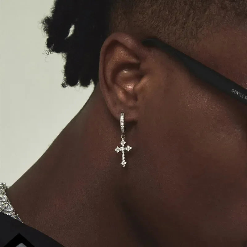 Diatoms Men Cross Earrings - Diatoms