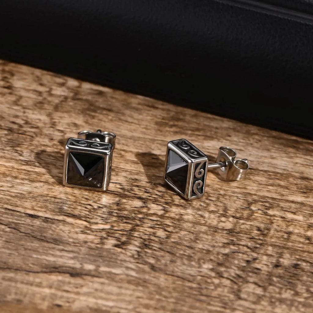 Diatoms Black Ear Studs - Diatoms