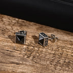 Diatoms Black Ear Studs - Diatoms