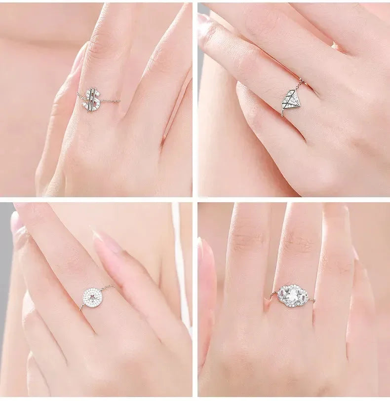 Luxurious Treasures Silver Inlay Adjustable Rings - Diatoms