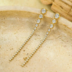 Radiant Long Fringed Diamond Dangler Earrings - Diatoms