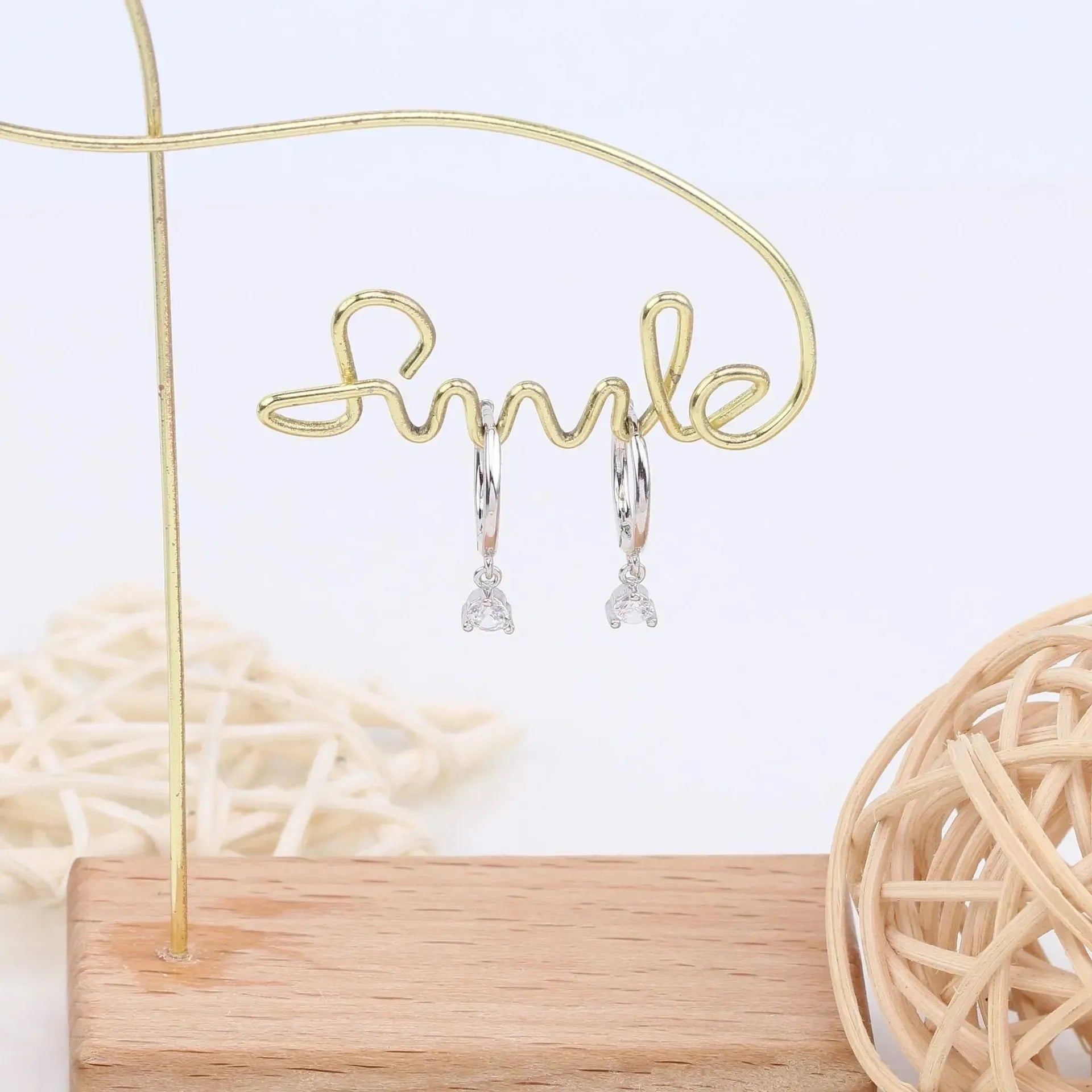 Graceful Gem Drop Sterling Silver Earrings - Diatoms