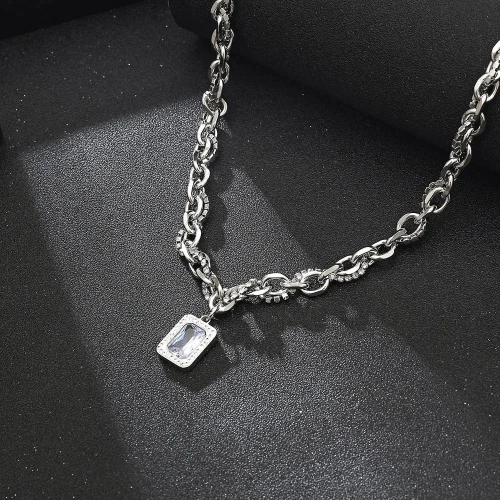 Diatoms Casual Hip-Hop Titanium Rhinestones Unisex Pendant - Diatoms