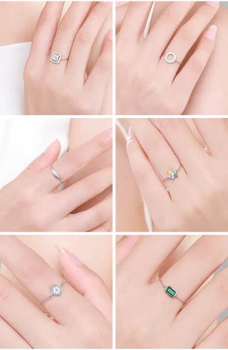 Luxurious Treasures Silver Inlay Adjustable Rings - Diatoms