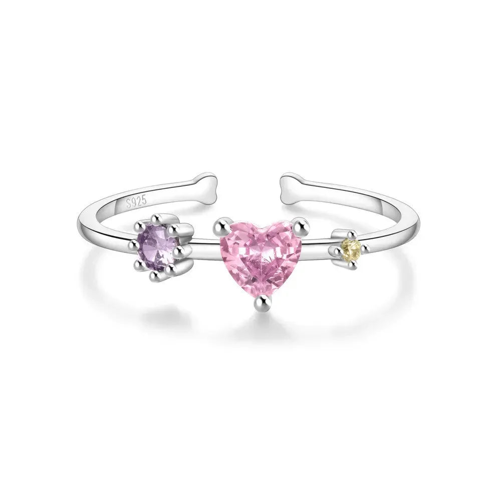Shiny Heart Shape Silver Ring - Diatoms