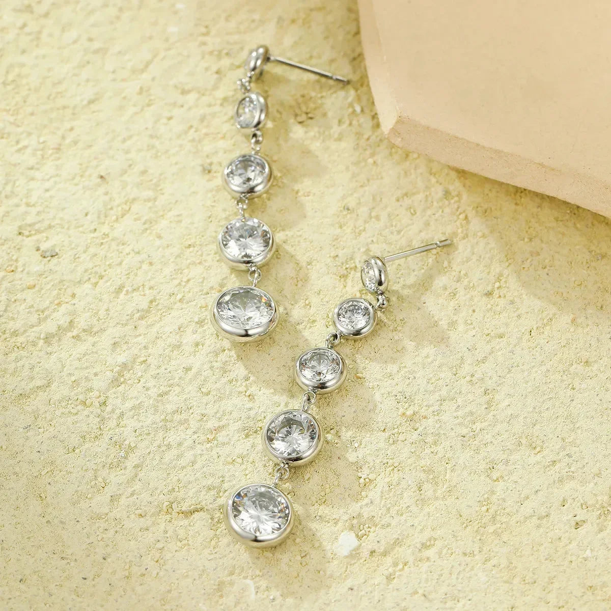 Radiant Long Fringed Diamond Dangler Earrings - Diatoms