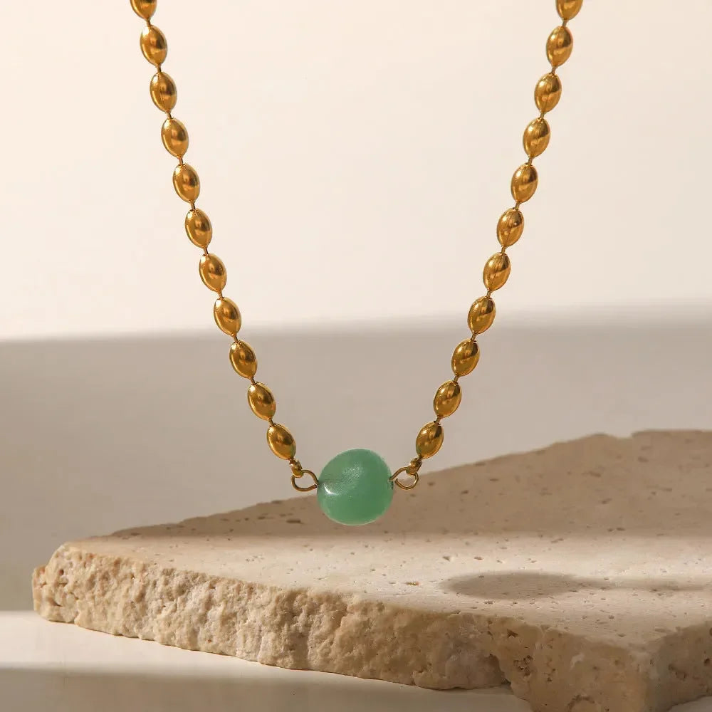 Luxy Emerald Pearly Necklace - Diatoms