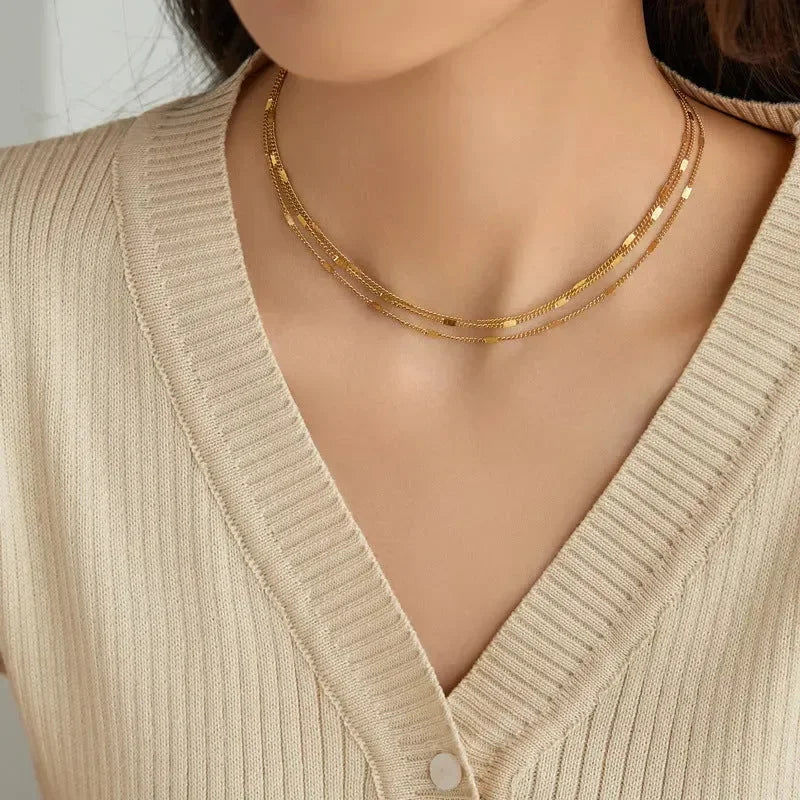 Luxy Triple Layered Chain Necklace - Diatoms