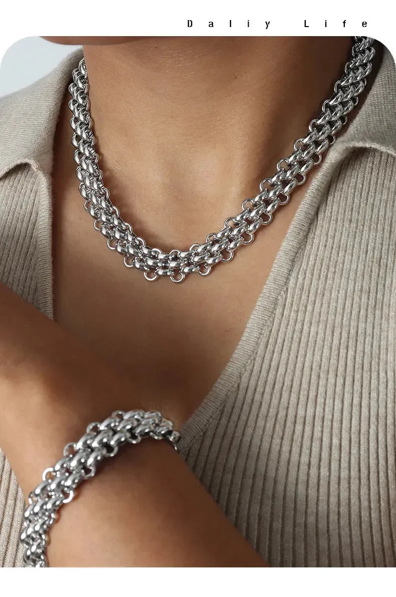 Golden Glam Hollow Out Bracelets Necklace - Diatoms