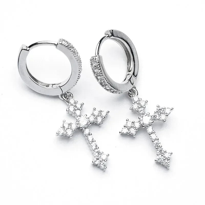 Diatoms Men Cross Earrings - Diatoms