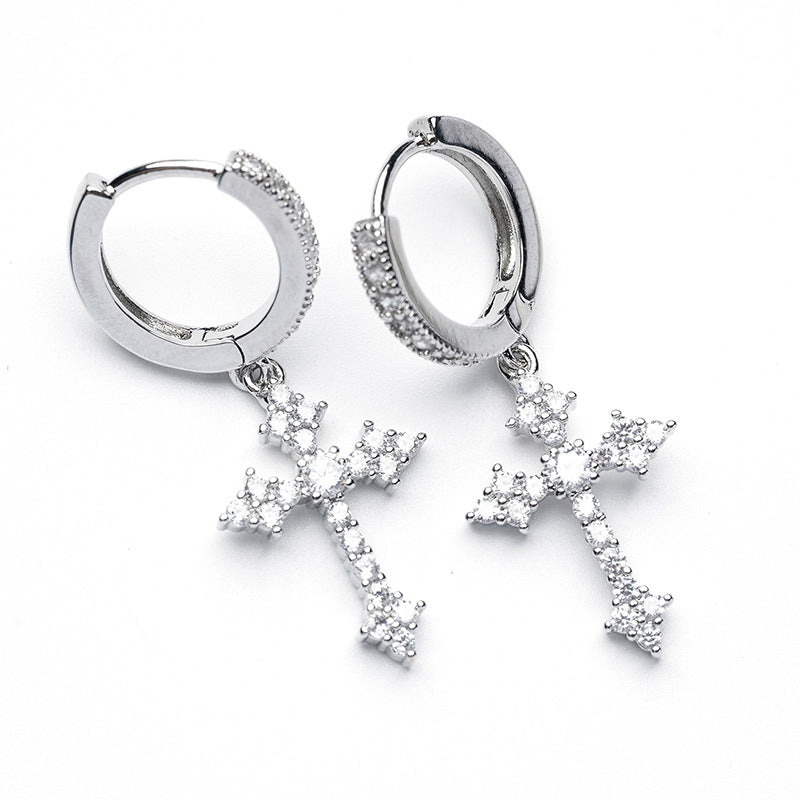 Diatoms Men Cross Earrings