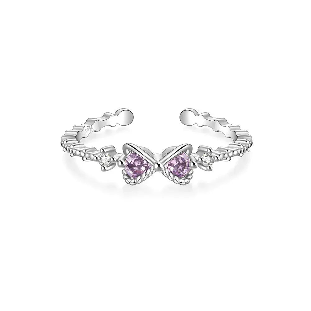 Bow Knot Silver Ring - Diatoms
