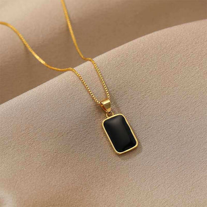 Black Enamel Gold Plated Necklace