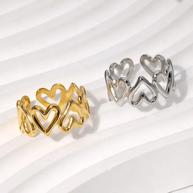 Luxy Heart Shape Adjustable Rings - Diatoms