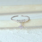 Luxe Sterling Silver Flower Pendant Ring - Diatoms