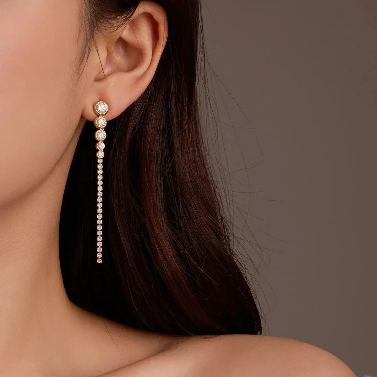 Radiant Long Fringed Diamond Dangler Earrings - Diatoms
