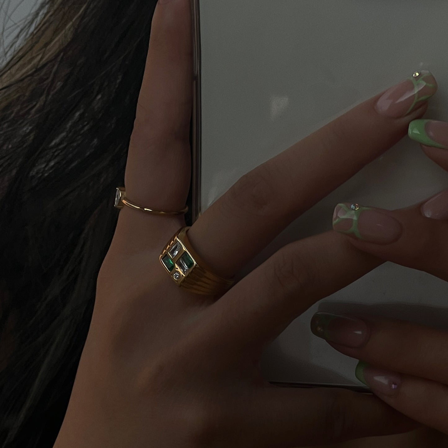 Retro Geometric Dainty Rings