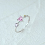 Shiny Heart Shape Silver Ring - Diatoms