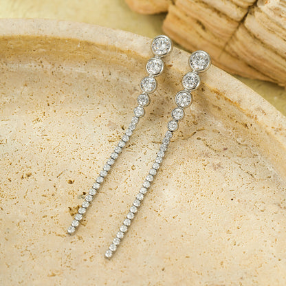 Radiant Long Fringed Diamond Dangler Earrings